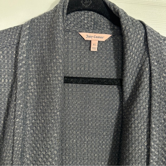 Juicy Couture size XL open front waterfall cardigan, gray/metallic, stretch - Picture 10 of 11